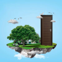 SMART ECO WOOD TOILET & BELCONY DOOR - COFFEE