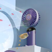 Maytto Mini Portable Fan LED Digital Display Foldable Handheld Fan Telescopic Folding Fan