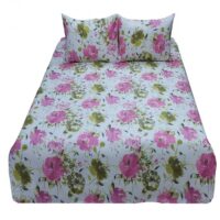 Green Pink Rose King Size Bed Sheet 100% Cotton hometex