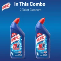 Harpic Toilet Cleaner 2L (1L X 2), Double Pack Original Power Plus 10x Stronger, new & thicker formula kills 99.9% of germs