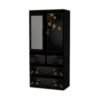 Titanium Almirah Glass 3 Drawer- Black Bell