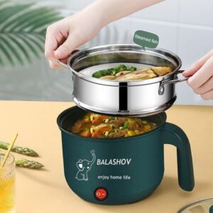 1.8L Rice Cooker Electric Non-Stick Multicooker Single/Double Layer Rice Cookers (Color : Green, Size : 19cm)